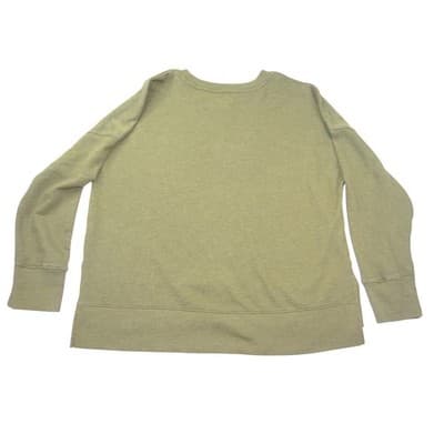 Time and Tru Womens XL Olive Green Heathered Crew Neck Sweatshirt High Low Hem - Thumbnail 3