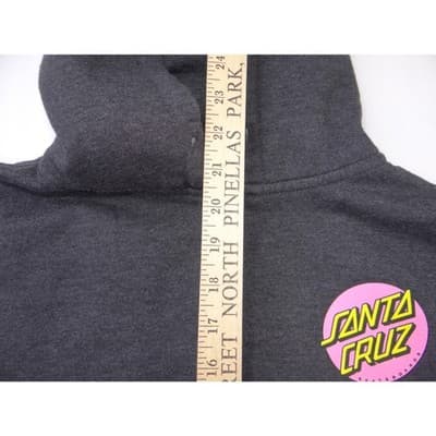 Santa Cruz Skateboards Pink Dot Logo Zip Up Hoodie Charcoal Grey Skater Mens S - Thumbnail 7