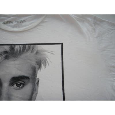 White Justin Bieber Graphic T-Shirt - Thumbnail 6