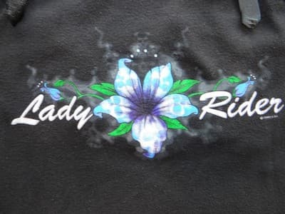 Vintage Black 'Lady Rider' Floral Tank Top w Adjustable Straps by Hot Leathers - Thumbnail 2