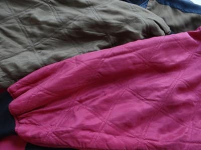 90's vintage Street Scenes Men's Quilted Silk Colorblock Jacket Large - Thumbnail 5