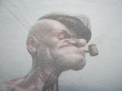 Men's White Graphic T-Shirt with Popeye Print - Thumbnail 6