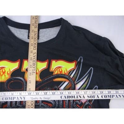 Deadly Sins Graphic T Shirt Black Red Skull Dice Flames Tattoo Punk Rock Mens L - Thumbnail 4