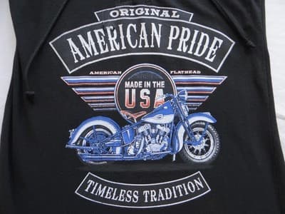 Black Lace-Up Front American Pride Motorcycle Tank Top - Thumbnail 3