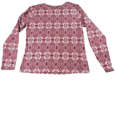 Vintage City Hearts Women's Burgundy Geometric Print Long Sleeve Top Size Medium - Thumbnail 3