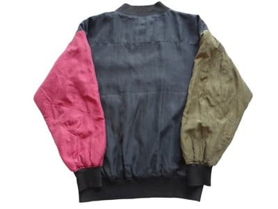 90's vintage Street Scenes Men's Quilted Silk Colorblock Jacket Large - Thumbnail 2