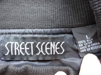 90's vintage Street Scenes Men's Quilted Silk Colorblock Jacket Large - Thumbnail 3