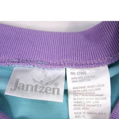 Vintage Jantzen Womens Turquoise Purple Plaid Rose Button Up T Shirt Top XL - Thumbnail 2