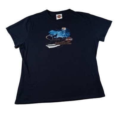 Harley Davidson Sturgis Black Hills Rally 2007 T Shirt Men Large Blue Wolf Moon - Thumbnail 2