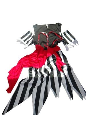 Women's Pirate Black, Red, and White Striped Costume Dress - Thumbnail 2