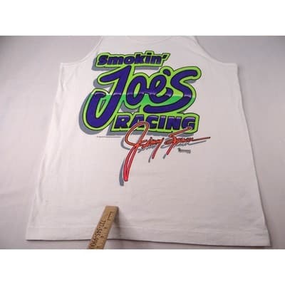 Vintage Smokin Joes Racing tank top featuring Jimmy Spencer graphics White Neon - Thumbnail 8