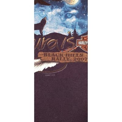 Harley Davidson Sturgis Black Hills Rally 2007 T Shirt Men Large Blue Wolf Moon - Thumbnail 12