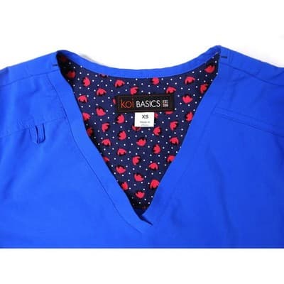 Koi Basics Royal Blue V Neck Scrub Top Short Sleeve Shirt Women's XS - Thumbnail 3