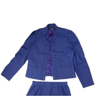 Vintage 2 piece Steven Michaels Skirt Suit Classic Navy Blue Made in USA Classic - Thumbnail 2
