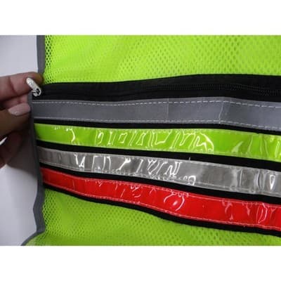 High Visibility Reflective Safety Vest Lime Green Mesh Multiple Pocket Closure - Thumbnail 3
