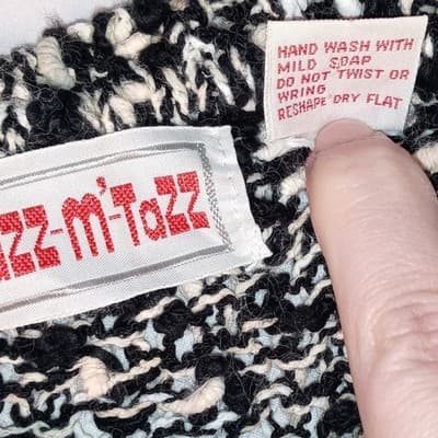 Vintage Razz-m'-Tazz Black White Textured Knit Sweater Women's Large Acrylic - Thumbnail 3