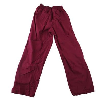 Womens Burgundy Elastic Waist Straight Leg Scrub Pants Wine Red Workwear - Thumbnail 2