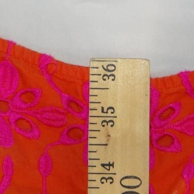 J.Crew Orange Pink Floral Eyelet Tiered Midi Dress Button Front Womens Size 0 - Thumbnail 6