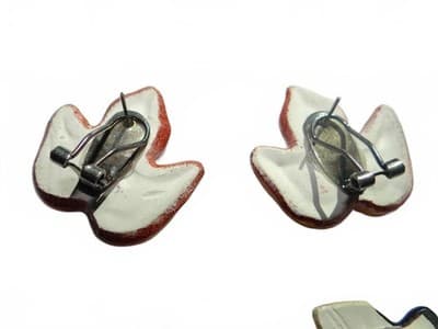 Handmade Ceramic Fall-Themed Button Covers & earrings - Thumbnail 5