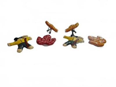 Handmade Ceramic Fall-Themed Button Covers & earrings - Thumbnail 3