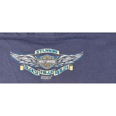 Harley Davidson Sturgis Black Hills Rally 2007 T Shirt Men Large Blue Wolf Moon - Thumbnail 6