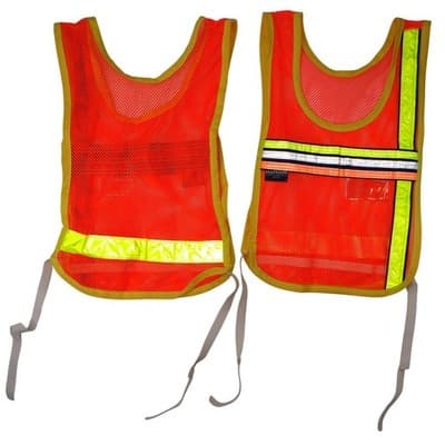 Kids Safety Vest High Visibility Orange Mesh Reflective Tie Closure Set of 2 - Thumbnail 4