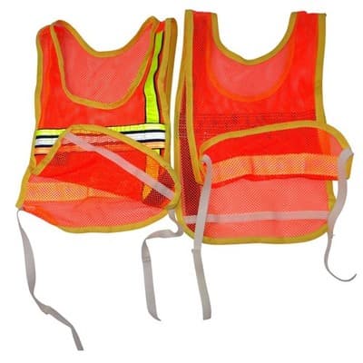 Kids Safety Vest High Visibility Orange Mesh Reflective Tie Closure Set of 2 - Thumbnail 6