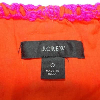 J.Crew Orange Pink Floral Eyelet Tiered Midi Dress Button Front Womens Size 0 - Thumbnail 2