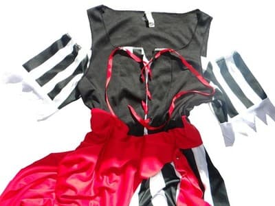 Women's Pirate Black, Red, and White Striped Costume Dress - Thumbnail 3