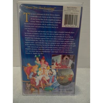 Walt Disney Masterpiece Cinderella VHS Clamshell Case Digitally Mastered - Thumbnail 3