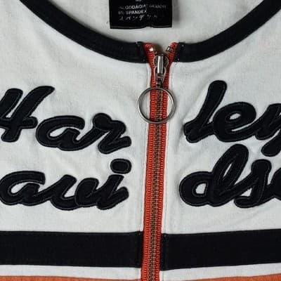 Harley Davidson Motorcycles Women's Orange White Quarter Zip Shirt - Thumbnail 3