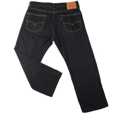 Altered Custom Levi Strauss 505 Mens Black Straight Fit Jeans Size 34x24 - Thumbnail 3