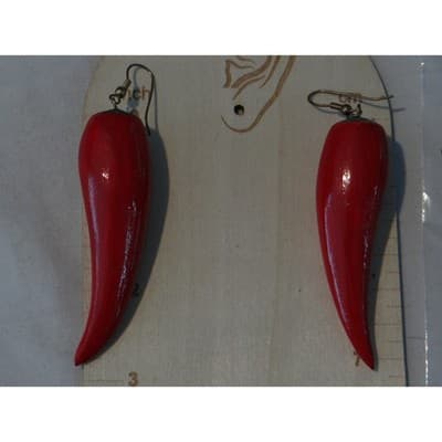 Red Chili Pepper Dangle Earrings Fun Novelty Food Jewelry - Thumbnail 3