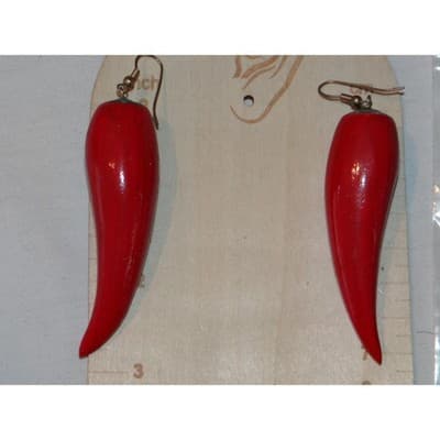 Red Chili Pepper Dangle Earrings Fun Novelty Food Jewelry - Thumbnail 4