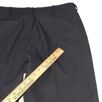 Haggar Mens Straight Fit Dress Pants Black 32x30 Polyester Flat Front Trousers - Thumbnail 5