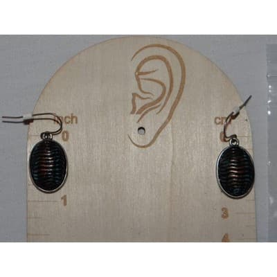 Oval Dangle Earrings Dark Bronze Copper Tone Textured Boho Women - Thumbnail 2