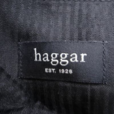 Haggar Mens Straight Fit Dress Pants Black 32x30 Polyester Flat Front Trousers - Thumbnail 3