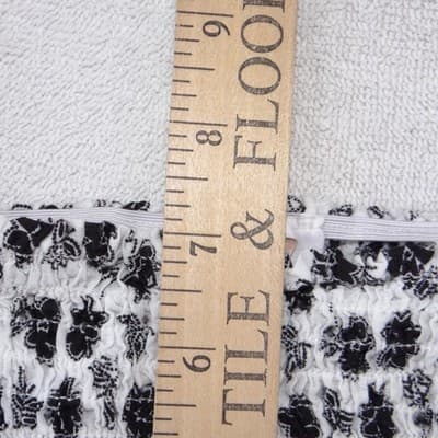 Olivace Black White Floral Smocked Crop Top Square Neck Wide Strap Size L - Thumbnail 5