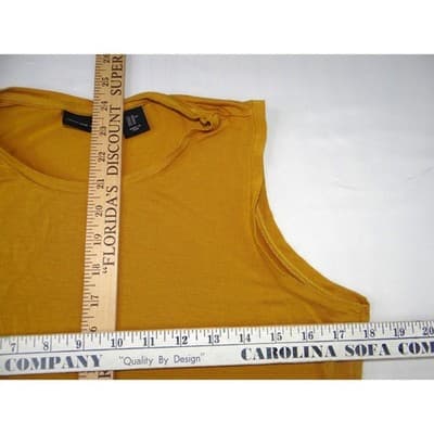 Adrienne Vittadini Mustard Yellow Sleeveless Tank Top Crew Neck Size M - Thumbnail 4