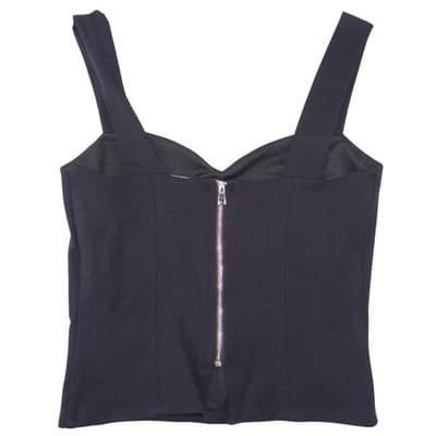 Bar III Womens Black Sweetheart Neck Cropped Tank Top Back Zip Bodice XS - Thumbnail 3