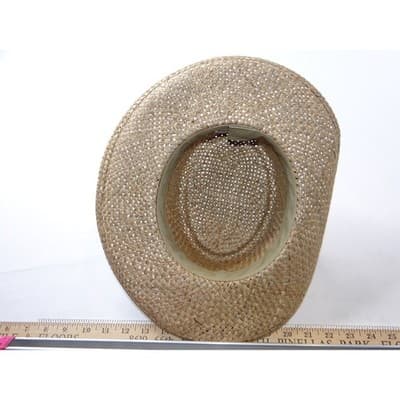 Womens Straw Cowboy Hat Woven Patterned Band Made in USA Small - Thumbnail 6