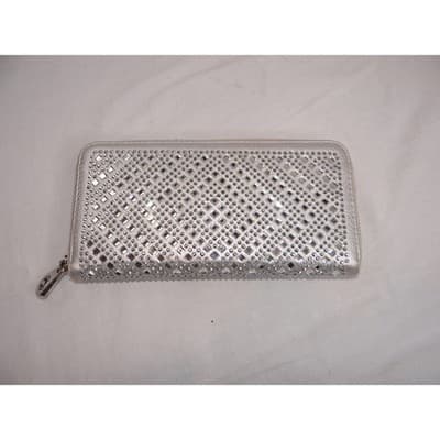 Sparkling Silver Rhinestone Zip Around Wallet Clutch for Women