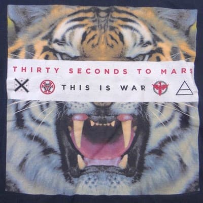 Thirty Seconds To Mars This Is War Tiger Graphic T-Shirt Mens Small Black Cotton - Thumbnail 4