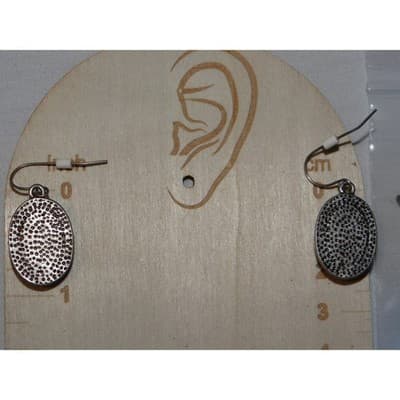 Oval Dangle Earrings Dark Bronze Copper Tone Textured Boho Women - Thumbnail 3
