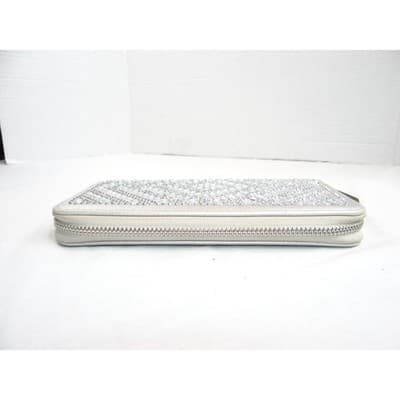 Sparkling Silver Rhinestone Zip Around Wallet Clutch for Women - Thumbnail 3