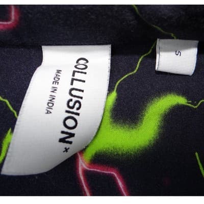 Collusion Mens Lightning Bolt Global Tour Graphic Short Sleeve Shirt Navy Small - Thumbnail 2