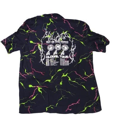 Collusion Mens Lightning Bolt Global Tour Graphic Short Sleeve Shirt Navy Small - Thumbnail 3