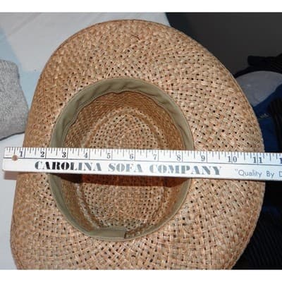 Womens Straw Cowboy Hat Woven Patterned Band Made in USA Small - Thumbnail 9