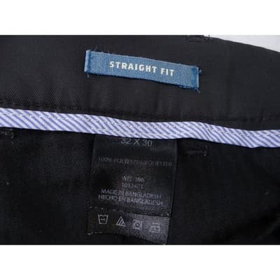 Haggar Mens Straight Fit Dress Pants Black 32x30 Polyester Flat Front Trousers - Thumbnail 2