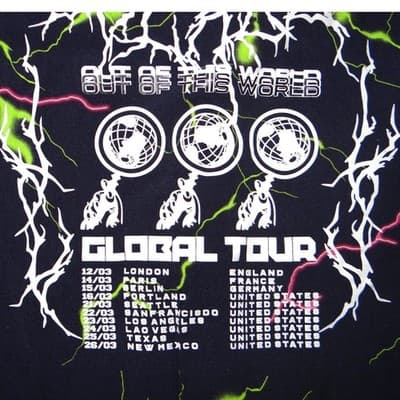 Collusion Mens Lightning Bolt Global Tour Graphic Short Sleeve Shirt Navy Small - Thumbnail 4